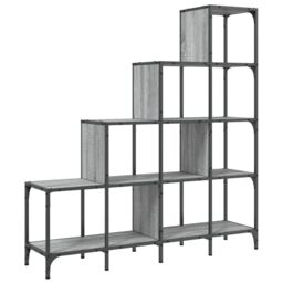 Berkfield Home Bookcase Grey Sonoma 122x30x132 cm Engineered Wood & Metal - Size: 122 x 30 x 132 cm - thumbnail 2