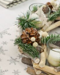 Dibor Set of 2 Nordic Wreath Tealight Xmas Table Decoration Centrepiece Christmas Décor Candle Holders 30cm in Natural - Size: 2 Pack - thumbnail 4