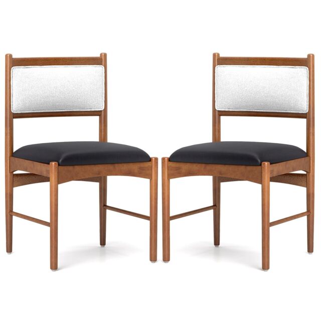 Costway Wooden Dining Chair Set of 2 Upholstered Kitchen Chairs-Brown in Brown - image 1