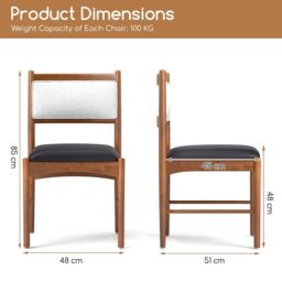 Costway Wooden Dining Chair Set of 2 Upholstered Kitchen Chairs-Brown in Brown - thumbnail 2