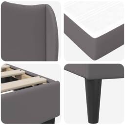 Berkfield Home Bed Frame with Headboard Grey 90 x 190 cm Faux Leather - thumbnail 9