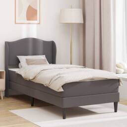 Berkfield Home Bed Frame with Headboard Grey 90 x 190 cm Faux Leather - thumbnail 1