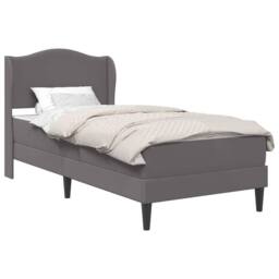 Berkfield Home Bed Frame with Headboard Grey 90 x 190 cm Faux Leather - thumbnail 2