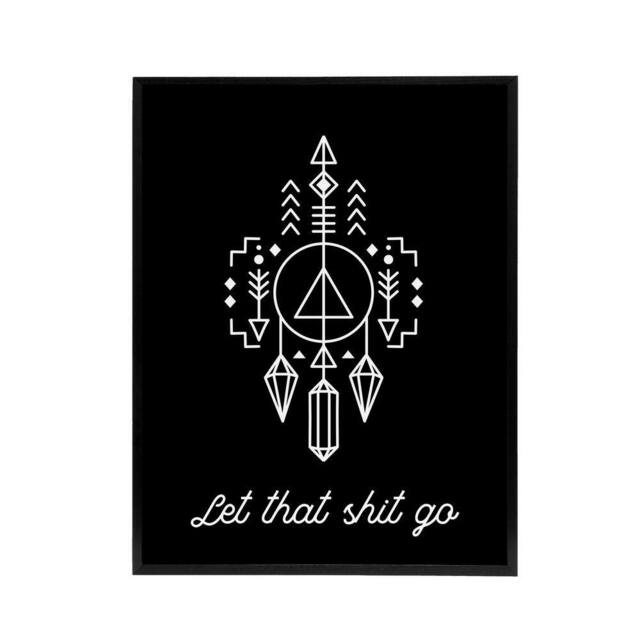 "Artery8 Funny Bathroom Decor Let That Sh*t Go Framed Canvas Wall Art Print in Black - Size: W12"" x H16""" - image 1