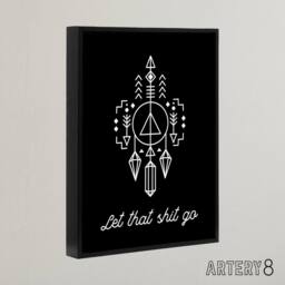 "Artery8 Funny Bathroom Decor Let That Sh*t Go Framed Canvas Wall Art Print in Black - Size: W12"" x H16""" - thumbnail 2