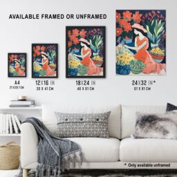 Artery8 The Market By Sylvia Day Sitting Danish Pastel Aesthetic Floral Matisse Style Flowers Dutch Artwork Framed Wall Art Print A4 in Black - thumbnail 3