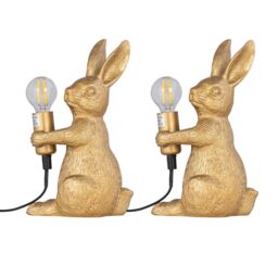 First Choice Lighting Set of 2 Hop Hop - Gold Bunny Rabbit Lamps - thumbnail 1