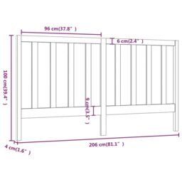 Berkfield Home Bed Headboard Black 206x4x100 cm Solid Wood Pine - Size: 206 x 4 x 100 cm - thumbnail 6