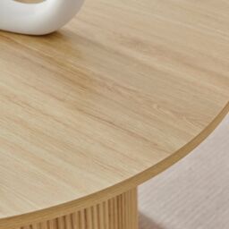FurnitureboxUK Penrose Round Wooden Pedestal Coffee Table in Light Oak - thumbnail 4