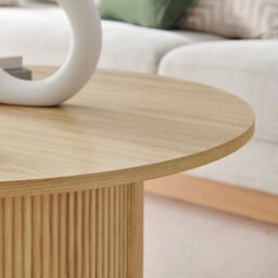 FurnitureboxUK Penrose Round Wooden Pedestal Coffee Table in Light Oak - thumbnail 5