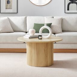 FurnitureboxUK Penrose Round Wooden Pedestal Coffee Table in Light Oak - thumbnail 2