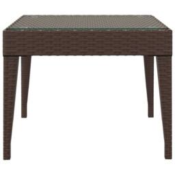 Berkfield Home Side Table Brown 50x50x38 cm Poly Rattan & Tempered Glass - Size: 50 x 50 x 38 cm - thumbnail 3