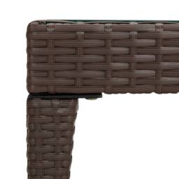 Berkfield Home Side Table Brown 50x50x38 cm Poly Rattan & Tempered Glass - Size: 50 x 50 x 38 cm - thumbnail 4