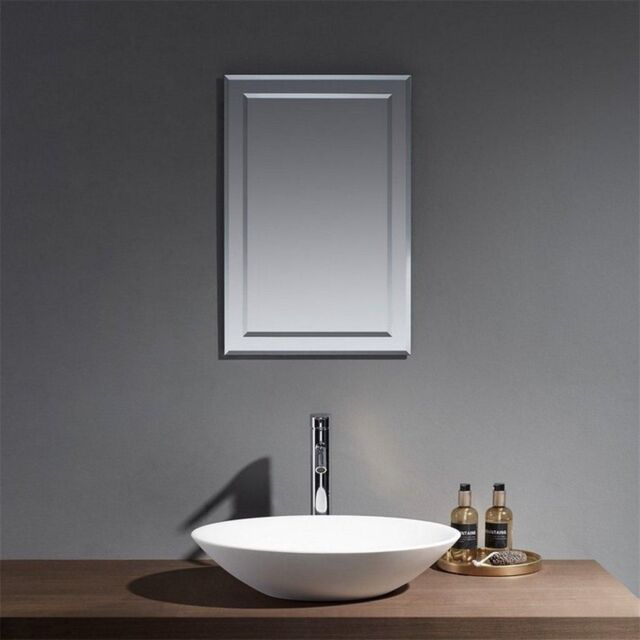 Clifton 42cm Deluxe Rectangular Bevelled Edge Bathroom Wall Mirror in Natural - image 1