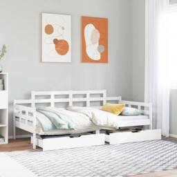 Berkfield Home Practical Daybed with Drawers without Mattress White 90x190 cm Si - thumbnail 2