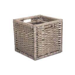 Red Hamper Wicker Set of 2 Wooden Framed Split Willow Storage Basket in Brown - thumbnail 2