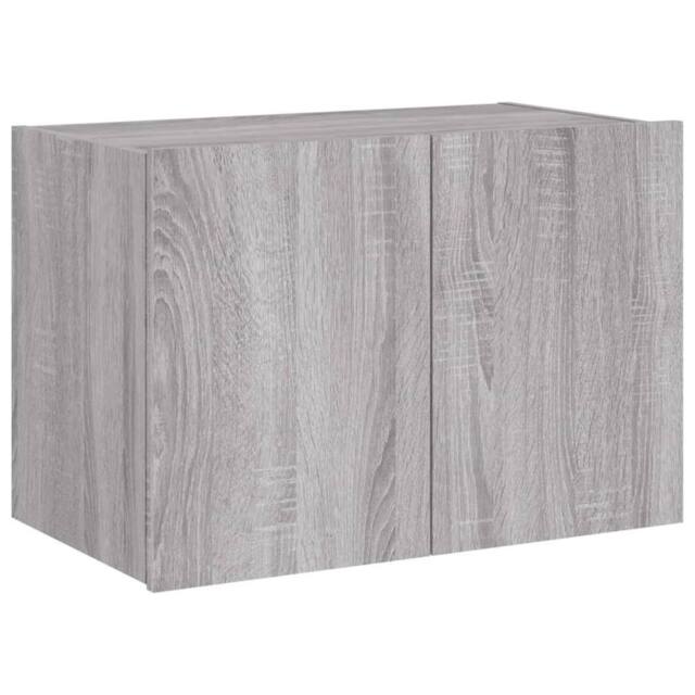 Berkfield Home TV Wall Cabinet with LED Lights Grey Sonoma 60x35x41 cm - Size: 60 x 35 x 41 cm - image 1