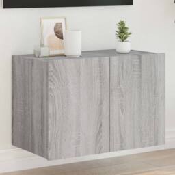 Berkfield Home TV Wall Cabinet with LED Lights Grey Sonoma 60x35x41 cm - Size: 60 x 35 x 41 cm - thumbnail 2