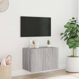 Berkfield Home TV Wall Cabinet with LED Lights Grey Sonoma 60x35x41 cm - Size: 60 x 35 x 41 cm - thumbnail 4