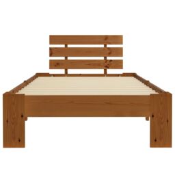 Berkfield Home Bed Frame Honey Brown Solid Pine Wood 100x200 cm - thumbnail 3