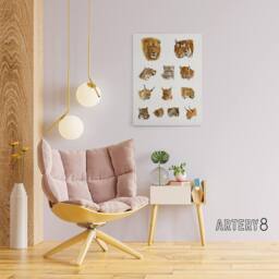 "Artery8 Wild Animal Safari Big Cats Illustration Lydekker Canvas Wall Art in White - Size: W18"" x H24""" - thumbnail 3