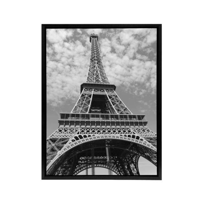"Artery8 Eiffel Tower Ants View Paris France Framed Canvas Wall Art Print in Grey - Size: W24"" x H32""" - image 1