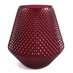 Leaf 23cm Diamond Embossed Pink Glass Vase - thumbnail 3