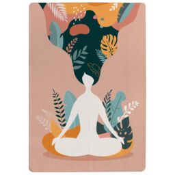 Benjamin Tate Design Mindfulness, Meditation & Yoga Woman Designer Rug in Natural - Size: Large - thumbnail 1