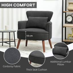 Wyld Haus Mielyo Black Corduroy Retro Accent Armchair - thumbnail 6