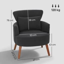 Wyld Haus Mielyo Black Corduroy Retro Accent Armchair - thumbnail 4