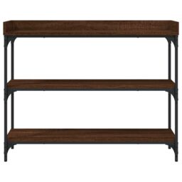 Berkfield Home Console Table with Shelves Brown Oak 100x30x80 cm - Size: 100 x 30 x 80 cm - thumbnail 4