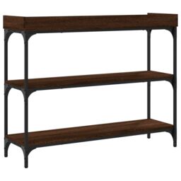 Berkfield Home Console Table with Shelves Brown Oak 100x30x80 cm - Size: 100 x 30 x 80 cm - thumbnail 6