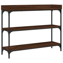 Berkfield Home Console Table with Shelves Brown Oak 100x30x80 cm - Size: 100 x 30 x 80 cm - thumbnail 2