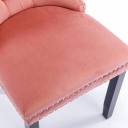 Modern Home Touch Romsey Set of 2 Velvet Upholstered Dining Chairs with Oak Legs & Knocker Ring Back in Pink - Size: 2 Pack - thumbnail 7