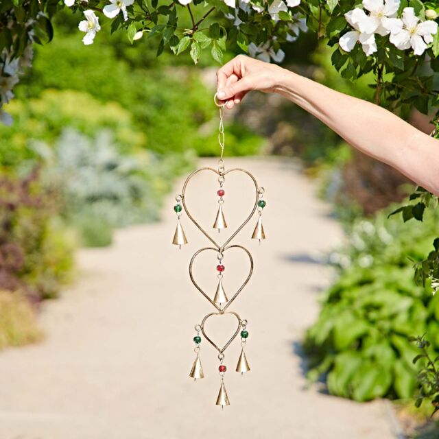 Paper High Iron Heart & Bells Wind Chime in Gold - image 1