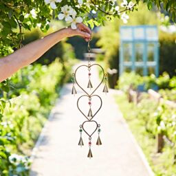 Paper High Iron Heart & Bells Wind Chime in Gold - thumbnail 4