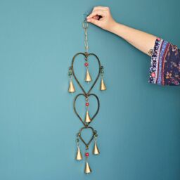 Paper High Iron Heart & Bells Wind Chime in Gold - thumbnail 2