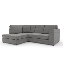 Furnishings For Less UK Quilted Chenille Fabric 3 to 4 Seater L Shaped Corner Sofa Left Hand Facing in Grey - thumbnail 1
