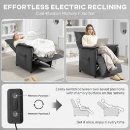 HOMCOM Electric Reclining Chair w/ Remote, Power Recliner for Elderly in Dark Grey - Size: 1 Seater - thumbnail 5