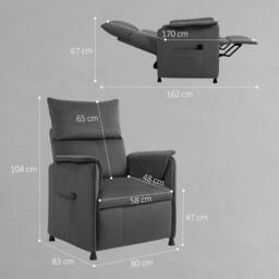 HOMCOM Electric Reclining Chair w/ Remote, Power Recliner for Elderly in Dark Grey - Size: 1 Seater - thumbnail 3
