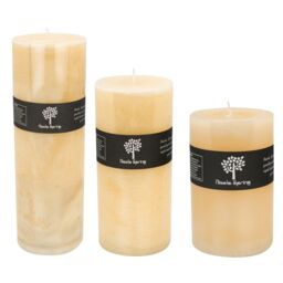 Nicola Spring Round Vanilla Pillar Candles - 3 Sizes - Cream - Pack of 3 in Beige