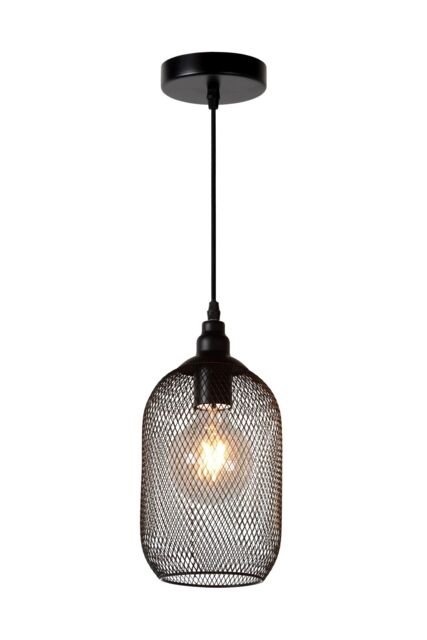 Lucide 'MESH' Dimmable Adjustable Height Indoor Vintage Pendant Light 1xE27 in Black - image 1
