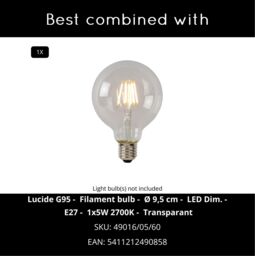 Lucide 'MESH' Dimmable Adjustable Height Indoor Vintage Pendant Light 1xE27 in Black - thumbnail 5