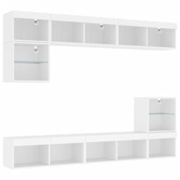 Berkfield Home 8 Piece TV Wall Units with LED White Engineered Wood - thumbnail 3