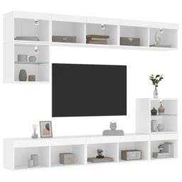 Berkfield Home 8 Piece TV Wall Units with LED White Engineered Wood - thumbnail 5