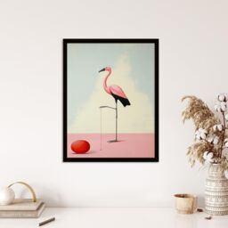 "Wee Blue Coo Wall Art Print Playful Flamingo Pastel Colour Pink Blue Surreal Oil Painting Art Framed - Size: W12"" x H16""" - thumbnail 4