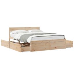 Berkfield Home Bed Frame without Mattress 150x200 cm King Size Solid Wood Pine in Brown - thumbnail 2