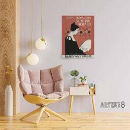"Artery8 Herald Cover Poppies Art Nouveau Canvas Wall Art Print Ethel Reed in Red - Size: W24"" x H32""" - thumbnail 3