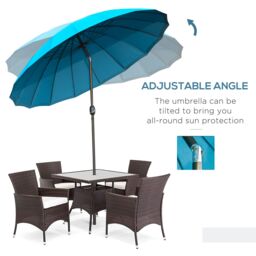 OUTSUNNY 2.5m Round Curved Adjustable Parasol Sun Umbrella Metal Pole in Blue - thumbnail 5