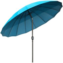 OUTSUNNY 2.5m Round Curved Adjustable Parasol Sun Umbrella Metal Pole in Blue - thumbnail 2